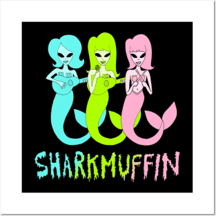 Sharkmuffin Mermaid Aliens with Logo Posters and Art